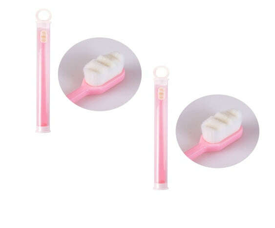 Ultra-Soft Toothbrush for Deep Cleaning and Travel Convenience Wavy pink 2pcs