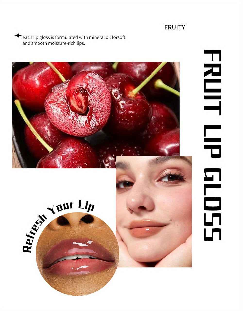[Natural Lip Oil] Long-lasting Moisturizing Mirror Lip Oil | Beauty Natural Fruit Flavor Pouty Lip Moisturizing Water Gloss Lipstick