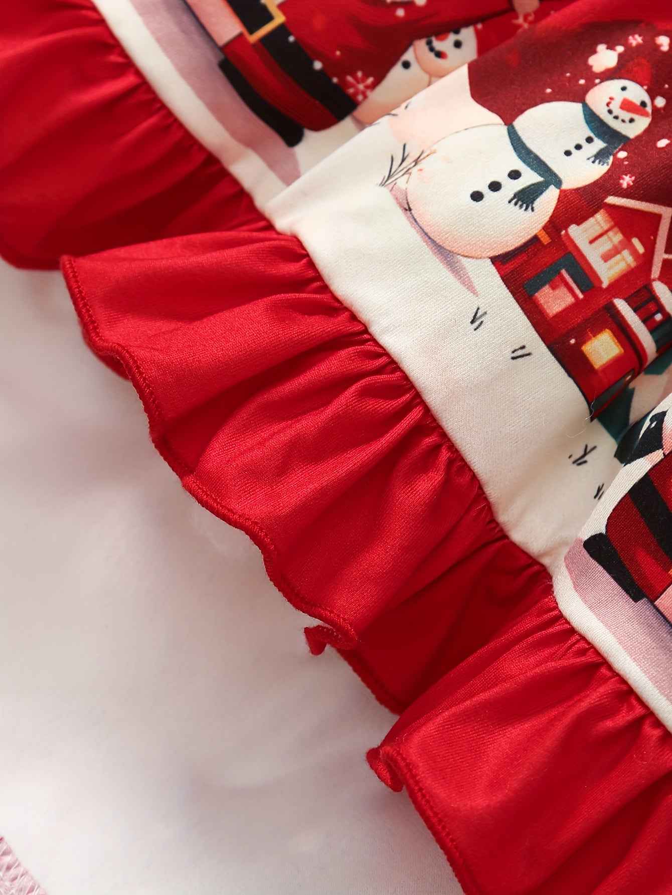 Christmas Dress Set for Girls - 2pcs Long-Sleeve Dress with Santa Claus Print and Irregular Trousers for Outdoor Fun