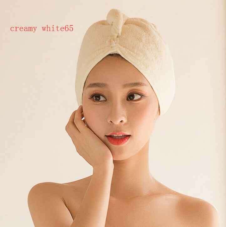 Women's Hair Dryer Cap - Absorbent Hair Towel for Fast Drying Creamywhite65