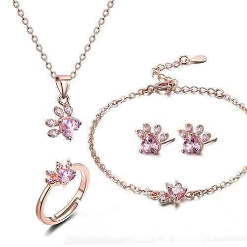 New Cat Bear Paw Ring Jewelry Set for Women - Unique Cat Bear Paw Ring