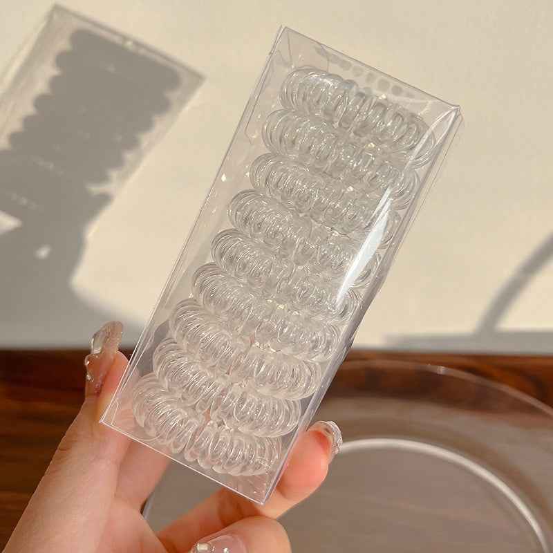 9 Pcs Spiral Hair Ties No Crease Coil Hair Ties for Women Transparent 9PCS