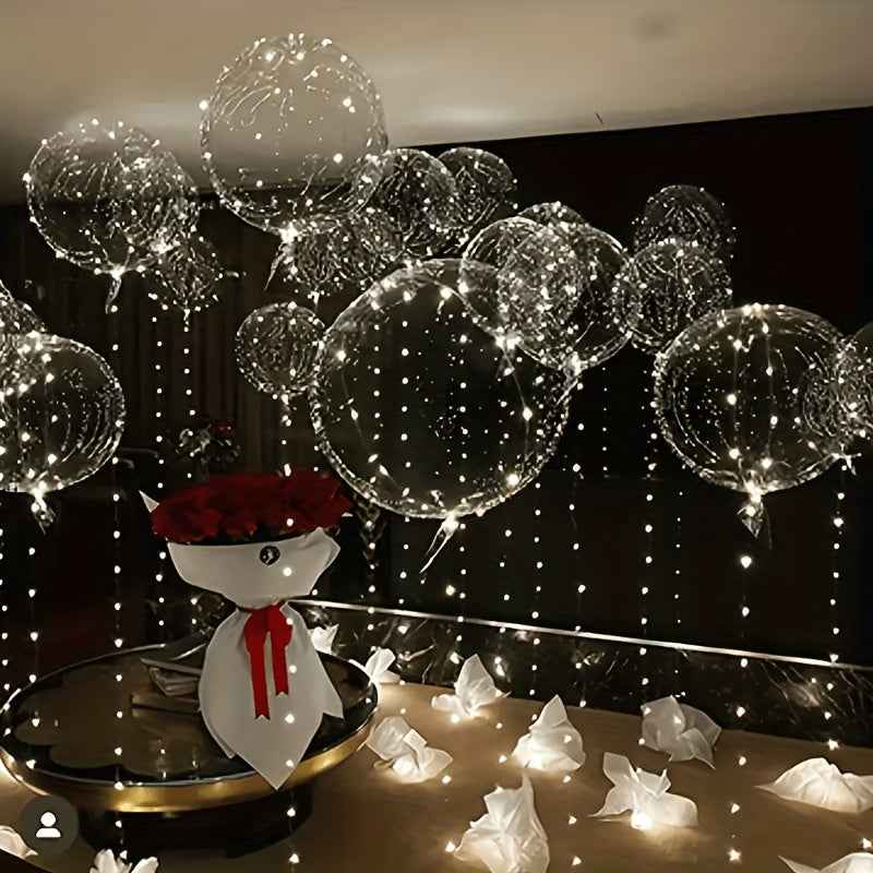 40 Packs ( 20pcs Balloon +20pcs LED Lights ) Glowing LED Bubble Balloon Set LED Bubbles, Battery Operated By 2*AA Batteries And Helium Not Included Suitable For Birthday Wedding Love Christmas Halloween Party And Gift Decorat