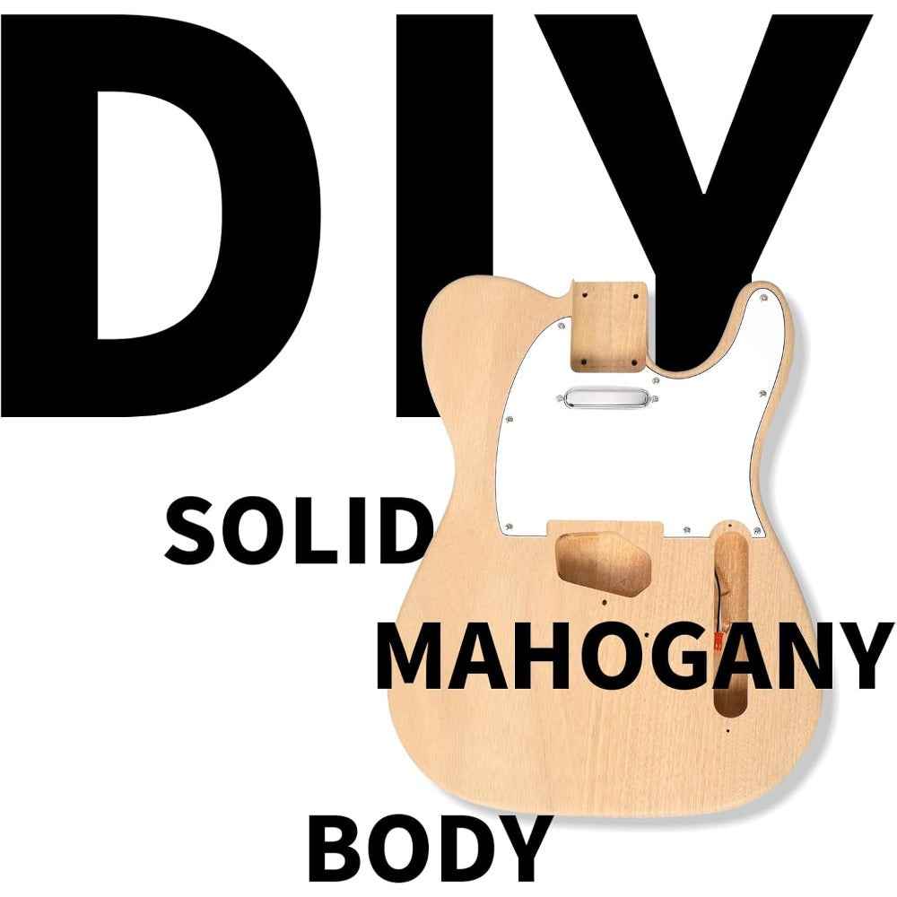 DIY Electric Guitar Kit - Mahogany Body, Ebony Fingerboard & Maple Neck, Easy Installation for Classic 6 String Guitar Build