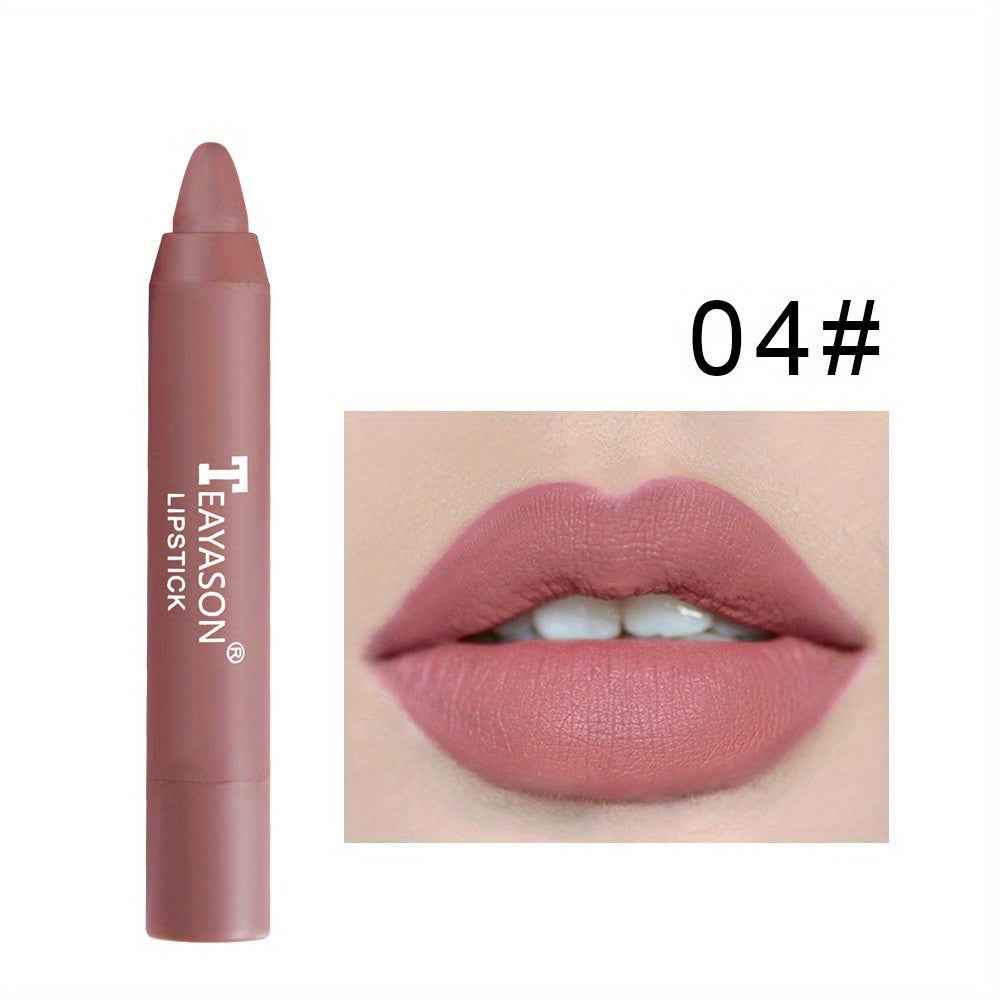 12 Colors Matte Moisturizing Lipstick Crayons - Vibrant Lipstick for Smooth, Long-Lasting, Waterproof Finish - Perfect Valentine's Day Gift for Her #04