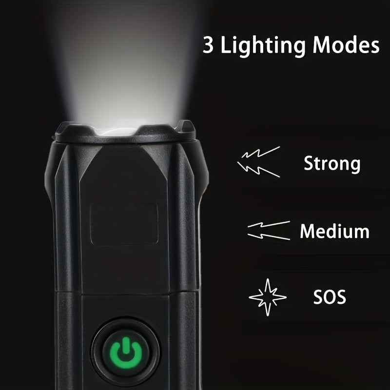 Baihuibri Flashlight, Powerful Variable Focus Multifunctional Portable, Telescopic Zoom Light Rechargeable, Suitable for Outdoor Lighting Work Exploration Hiking, 1 pc