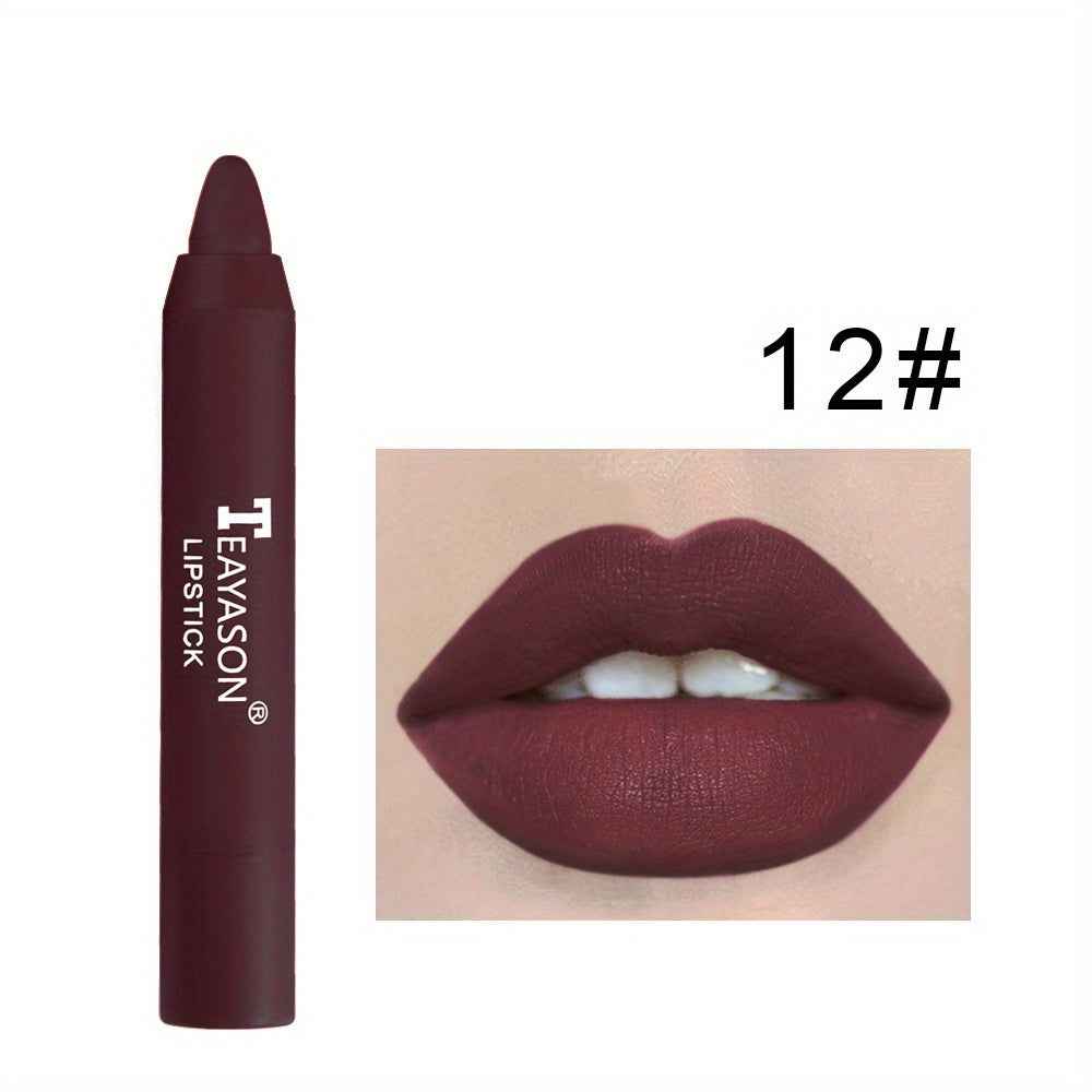 12 Colors Matte Moisturizing Lipstick Crayons - Vibrant Lipstick for Smooth, Long-Lasting, Waterproof Finish - Perfect Valentine's Day Gift for Her #12