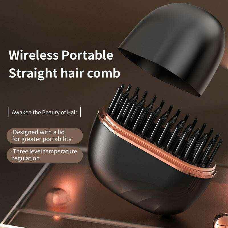 Mini Wireless Hair Straightening Comb - Portable Multifunctional Hair Care and Styling Tool