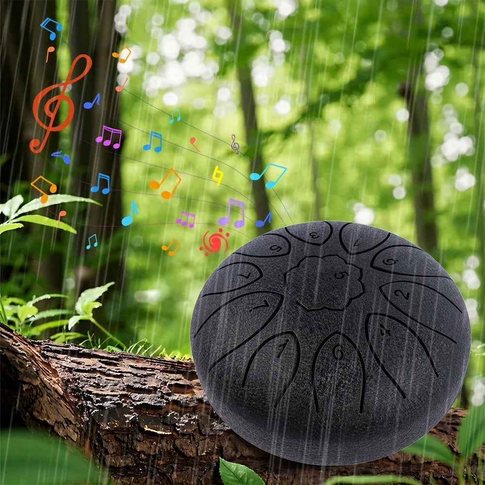 11-Tone Steel Tongue Drum - 6-Inch Outdoor Rain Drum with Drumsticks and Storage Bag