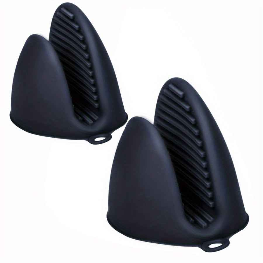 2 Pack Silicone Oven Mitts Set Black 2 Packs