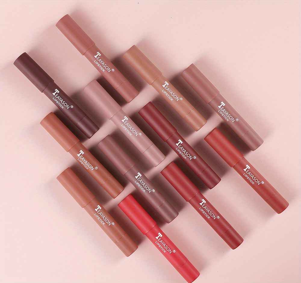 12 Colors Matte Moisturizing Lipstick Crayons - Vibrant Lipstick for Smooth, Long-Lasting, Waterproof Finish - Perfect Valentine's Day Gift for Her