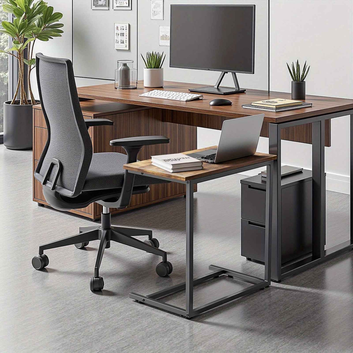 27" High Multifunctional Side Table - Sturdy Metal Frame with 50 lbs Load-Bearing Capacity for Living Room, Bedroom, Sofa, and Office