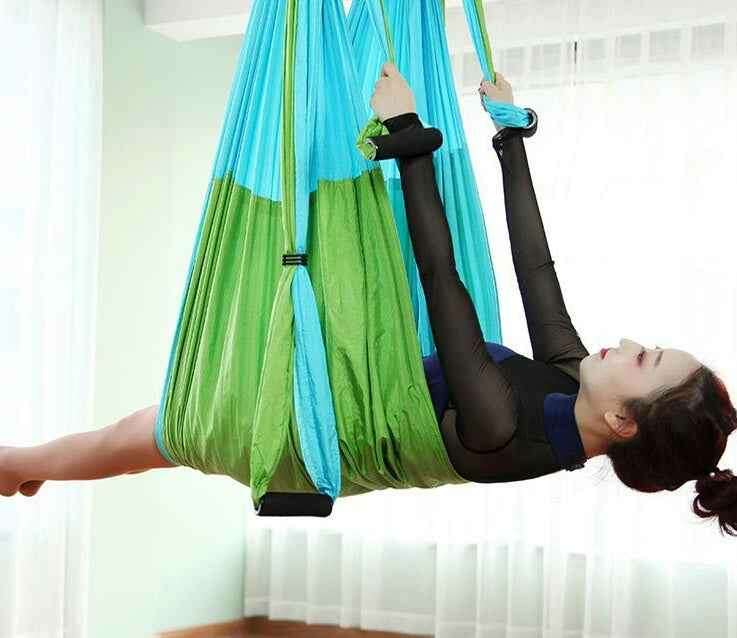 Anti Gravity Yoga Hammock for Comfortable Aerial Fitness and Relaxation Blue green