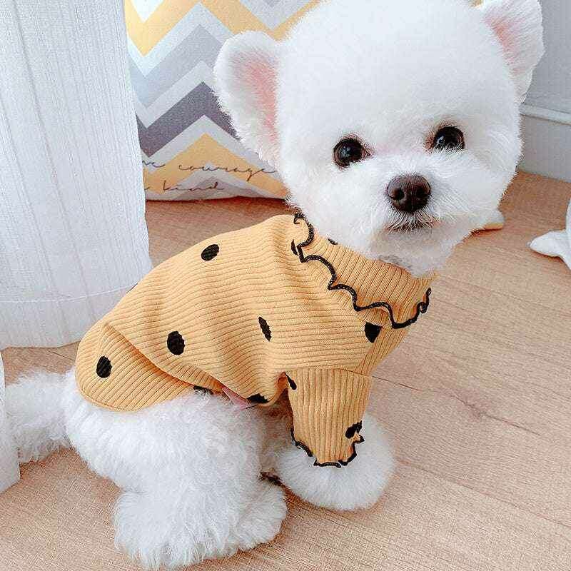 Dot Turtleneck Dog Bottoming Shirt - Stylish Dot Turtleneck Dog Shirt for Comfort and Warmth