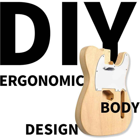 DIY Electric Guitar Kit - Mahogany Body, Ebony Fingerboard & Maple Neck, Easy Installation for Classic 6 String Guitar Build