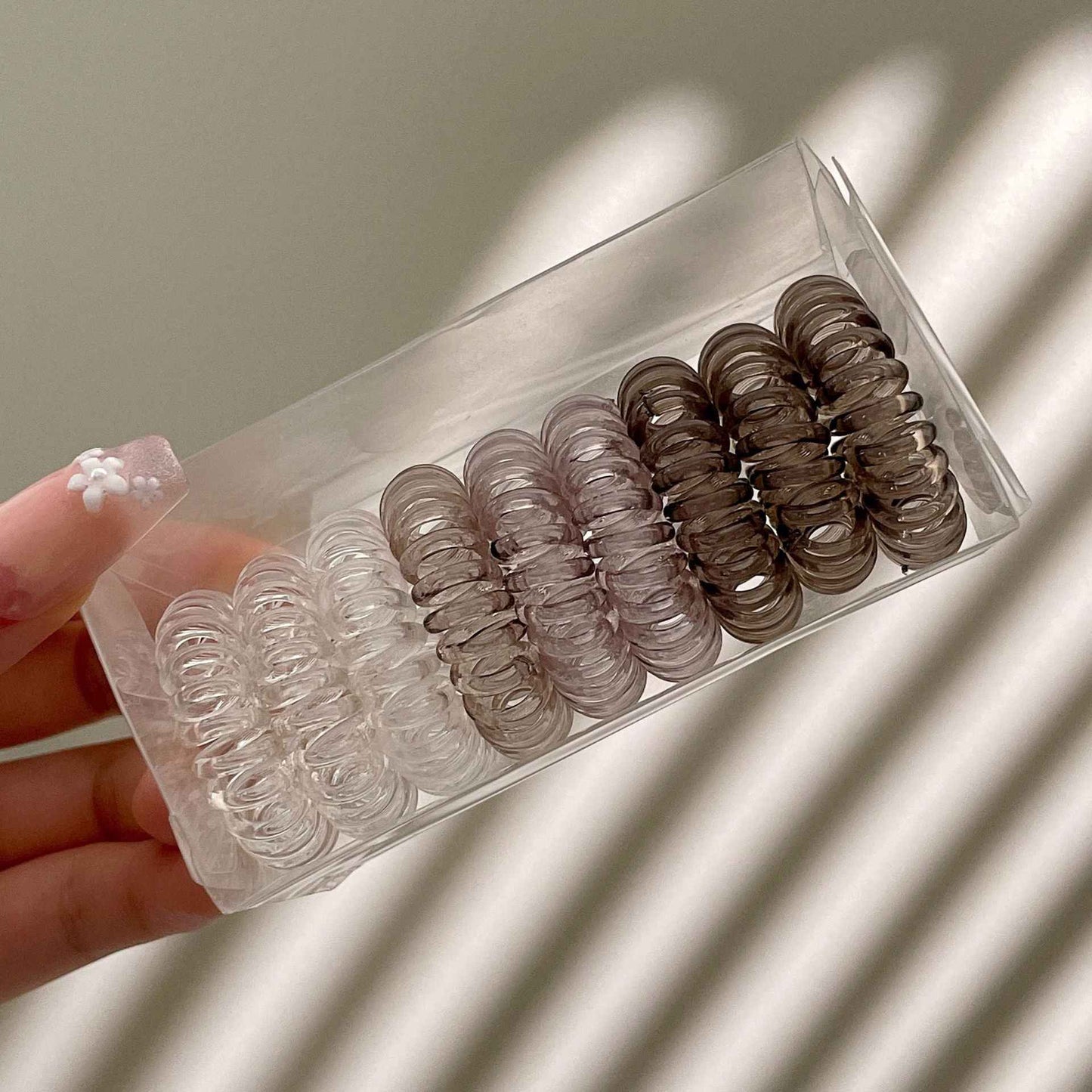 9 Pcs Spiral Hair Ties No Crease Coil Hair Ties for Women White Coffee 9PCS
