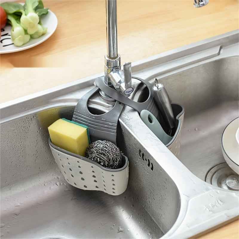 Multifunctional Sink Sponge Rack with Adjustable Strap - Convenient Hanging Bag for Organizing and Draining Sponges - Ideal for Kitchen and Bathroom Supplies