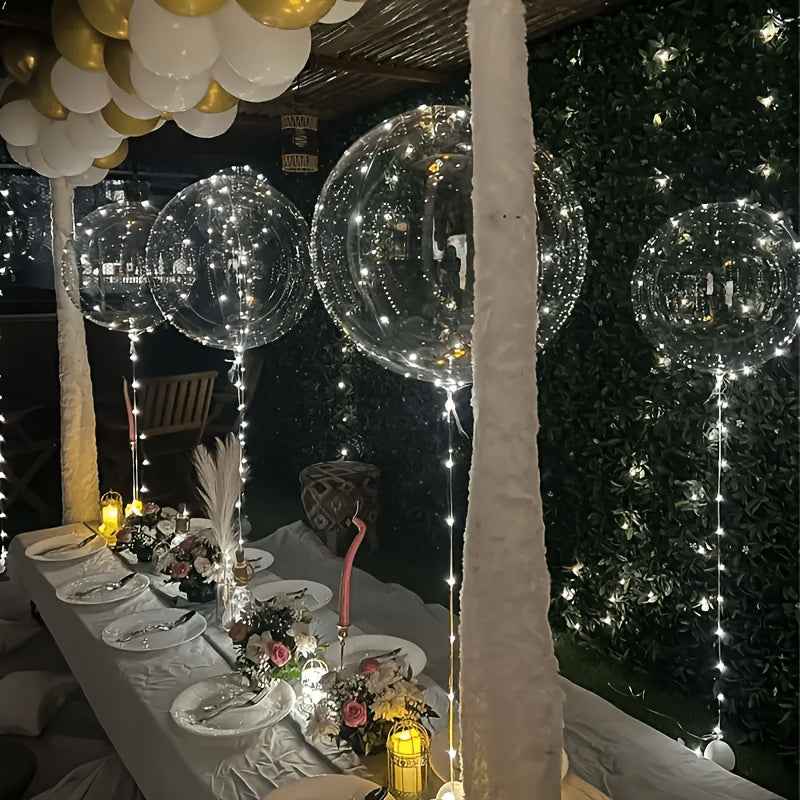 40 Packs ( 20pcs Balloon +20pcs LED Lights ) Glowing LED Bubble Balloon Set LED Bubbles, Battery Operated By 2*AA Batteries And Helium Not Included Suitable For Birthday Wedding Love Christmas Halloween Party And Gift Decorat