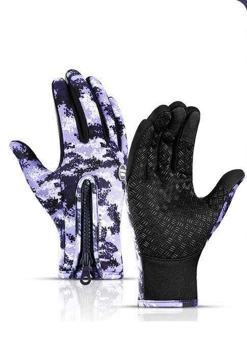Winter Touchscreen Gloves - Waterproof Fleece for Riding and Sports A Purple
