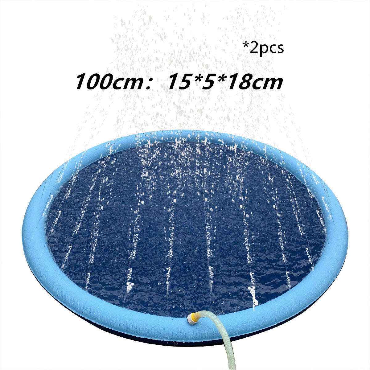 Non-Slip Splash Pad for Kids and Dogs - Summer Outdoor Water Play Mat and Fountain Blue100cm2pcs