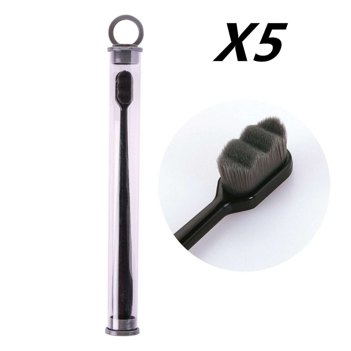 Ultra-Soft Toothbrush for Deep Cleaning and Travel Convenience 5pcs Wavy black black