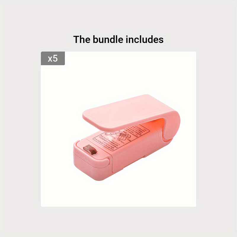Mini Vacuum Food Sealer - Cordless Portable Handheld Device with One-Touch Seal System & Low-Loss Heating Technology in White/Pink Pink*5