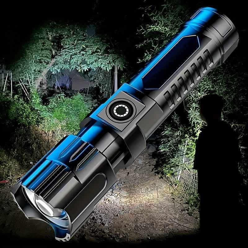 1pc Baihuibri Super Bright LED Flashlight with Telescopic Zoom & Wide Beam - 800Mah Rechargeable Usb-Powered, 150 Lumens, 7874.02inch Range, 3-Mode (High/Led/Flashlight)