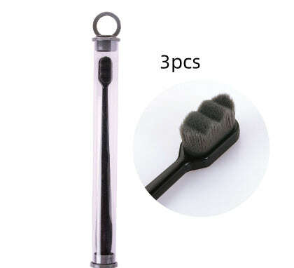Ultra-Soft Toothbrush for Deep Cleaning and Travel Convenience Black3pcs