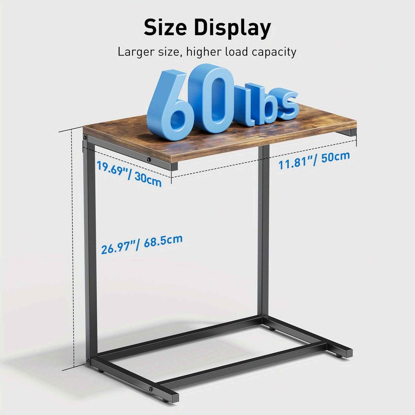 27" High Multifunctional Side Table - Sturdy Metal Frame with 50 lbs Load-Bearing Capacity for Living Room, Bedroom, Sofa, and Office