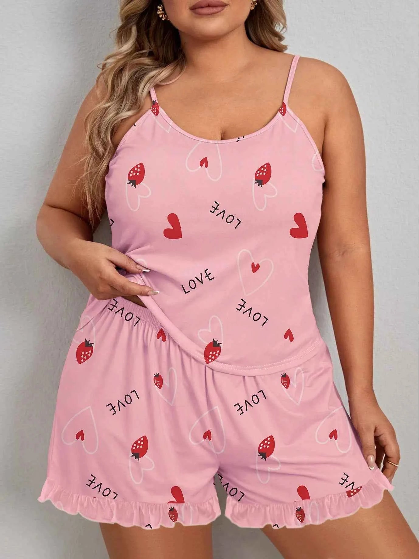 Customized Women's Pajamas – Smooth Large Size Two-Piece Casual Suspender Shorts for Home Wear