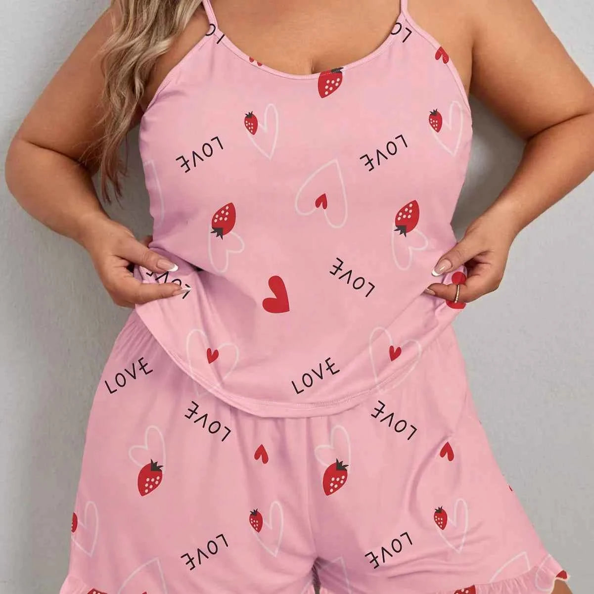 Customized Women's Pajamas – Smooth Large Size Two-Piece Casual Suspender Shorts for Home Wear