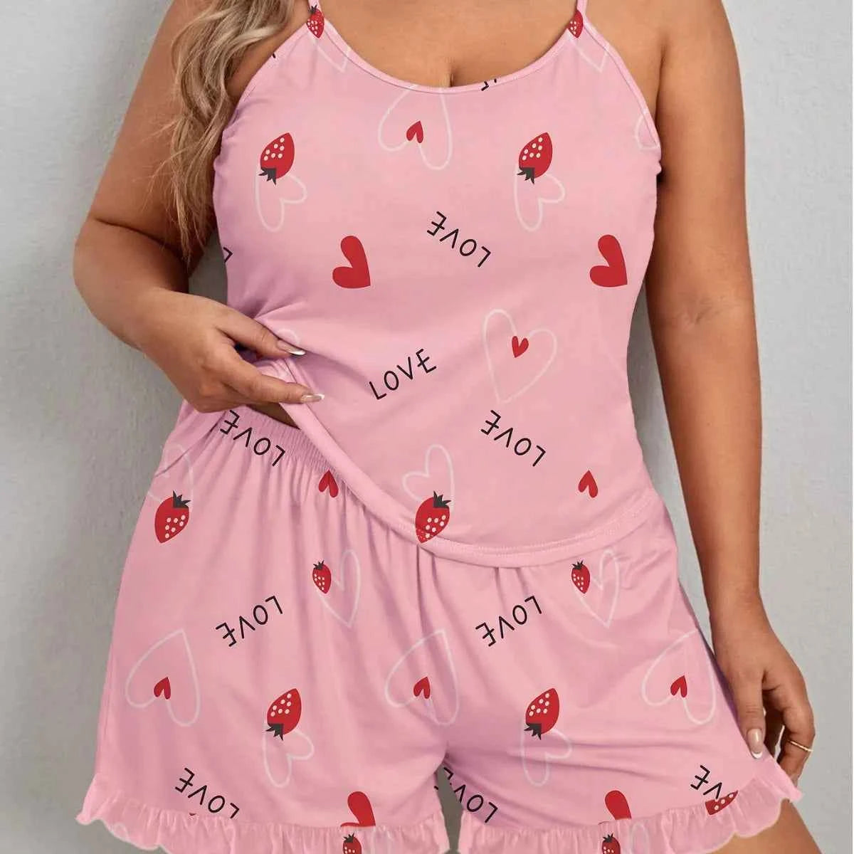 Customized Women's Pajamas – Smooth Large Size Two-Piece Casual Suspender Shorts for Home Wear