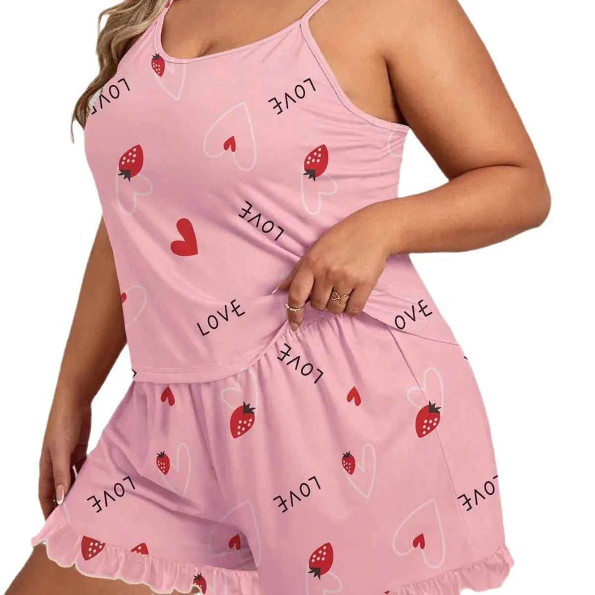 Customized Women's Pajamas – Smooth Large Size Two-Piece Casual Suspender Shorts for Home Wear