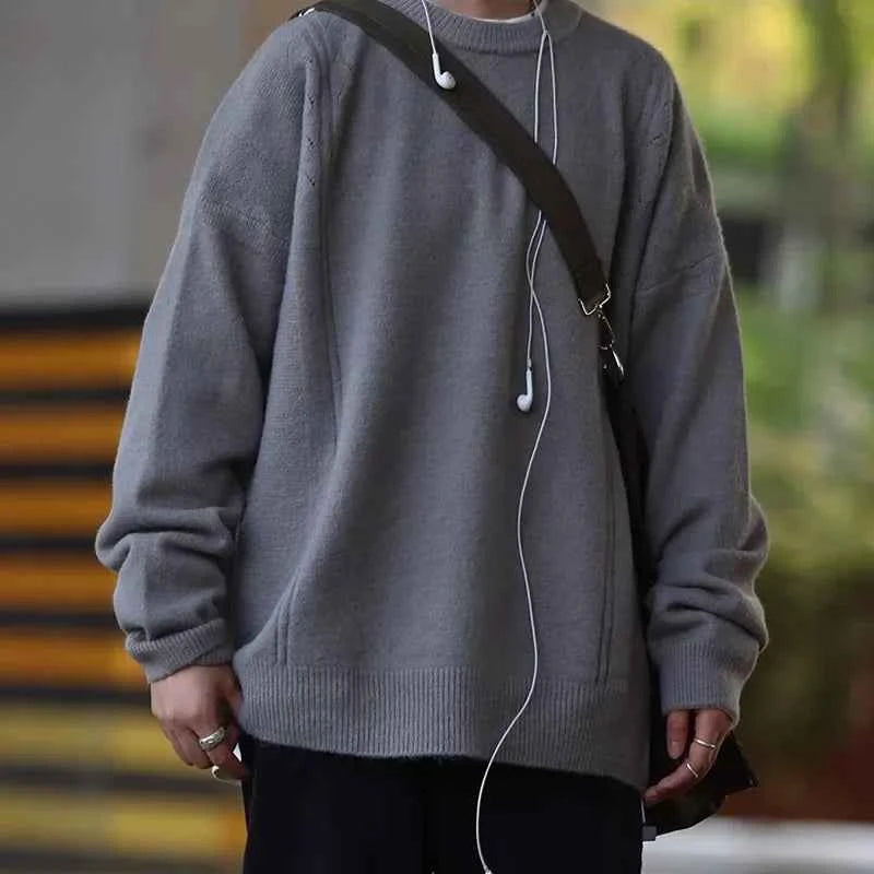 Korean Style Pure Color Knitted Sweater Women's Basic Casual Warm Top Autumn Winter New Arrival round Neck Full Sleeve