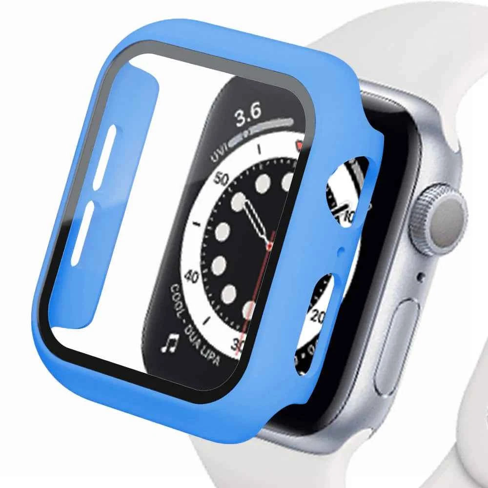 Tempered Glass Apple Watch Accessories Screen Protector and Case for 40mm 41mm 42mm 44mm 45mm Series 4 5 6 7 8 SE 9