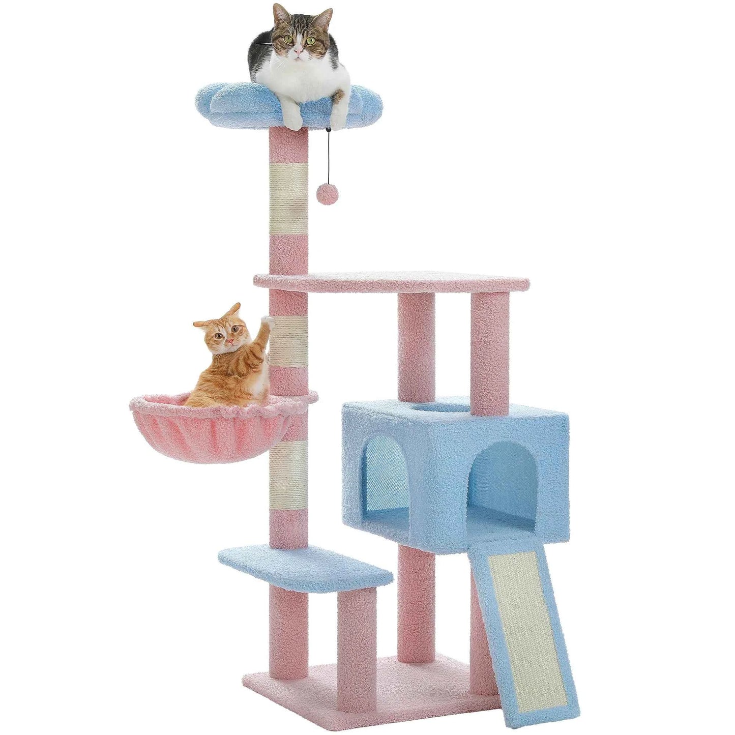 Flower Cat Tree Multi-Level Cat Tower with Sisal Covered Scratching Posts Cute Cat Condo for Indoor Small Medium Cats Top Perch AMT0236BU United States