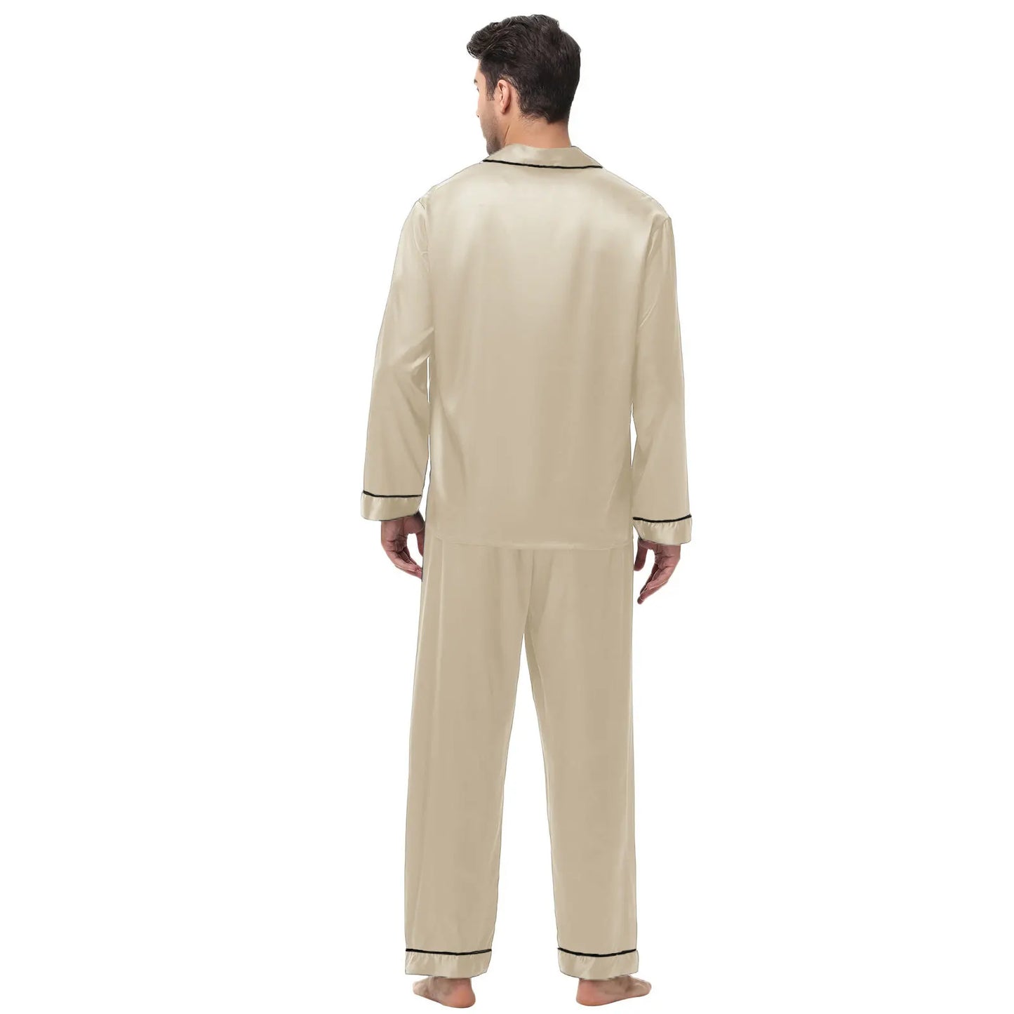 Men's Silk Satin Pajamas Set - Long Sleeve Sleepwear for Men, Soft Loungewear, S-2XL, Spring Nightwear