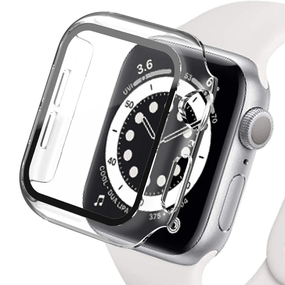 Tempered Glass Apple Watch Accessories Screen Protector and Case for 40mm 41mm 42mm 44mm 45mm Series 4 5 6 7 8 SE 9 Transparent 19