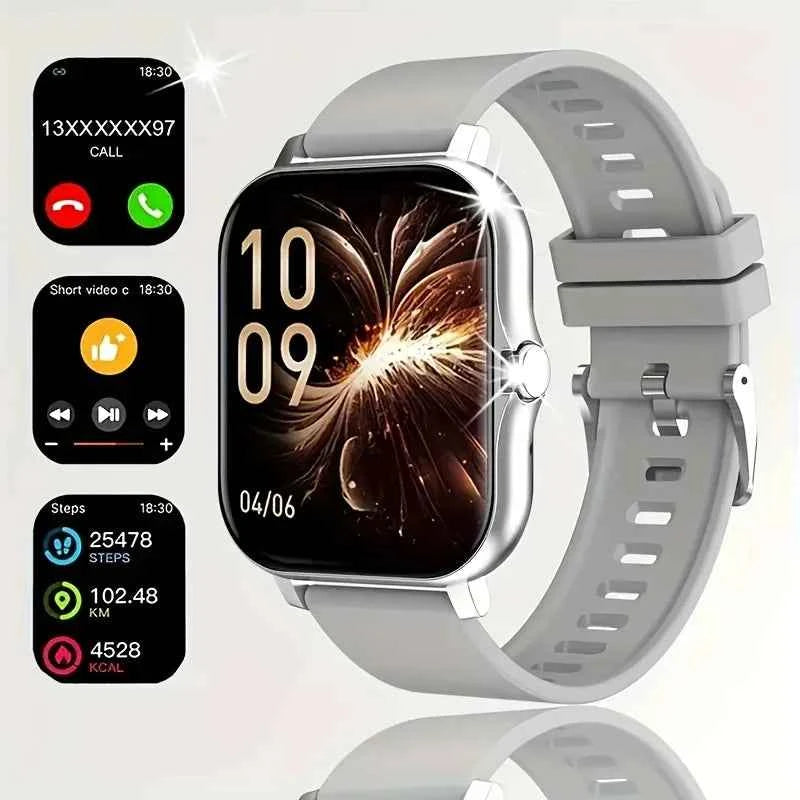 2025New Upgrad Smart Watch For Men Women 1.83Inch Full Touch Display BT Call Sports Monitoring SmartWatch For Android&IOS Phone Silver Sports Smart Watch
