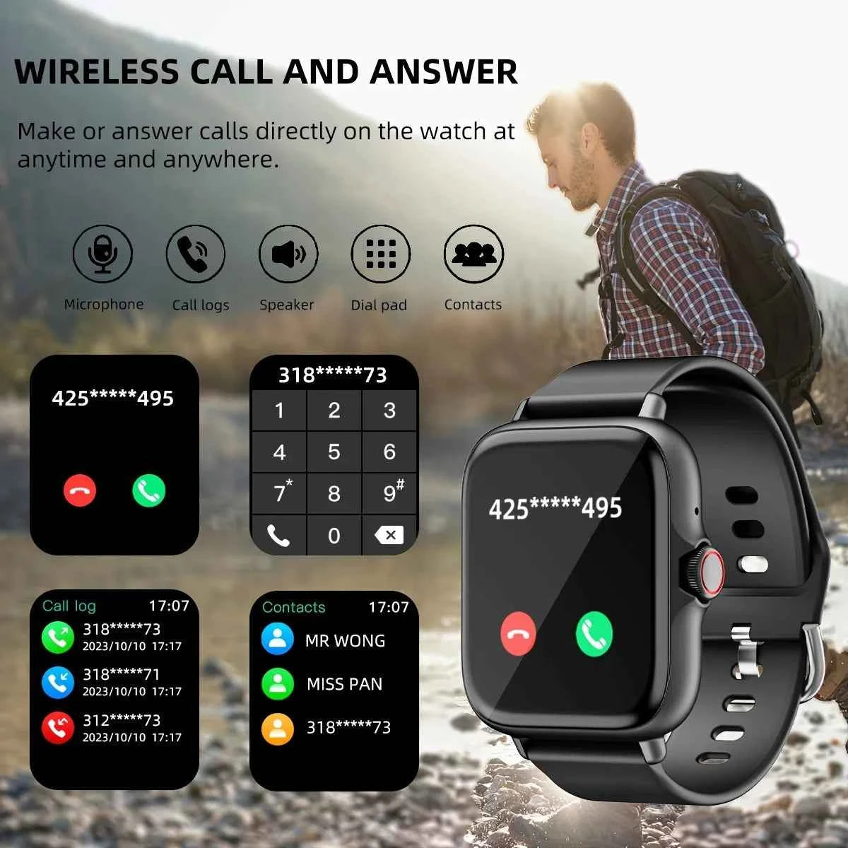 2025New Upgrad Smart Watch For Men Women 1.83Inch Full Touch Display BT Call Sports Monitoring SmartWatch For Android&IOS Phone