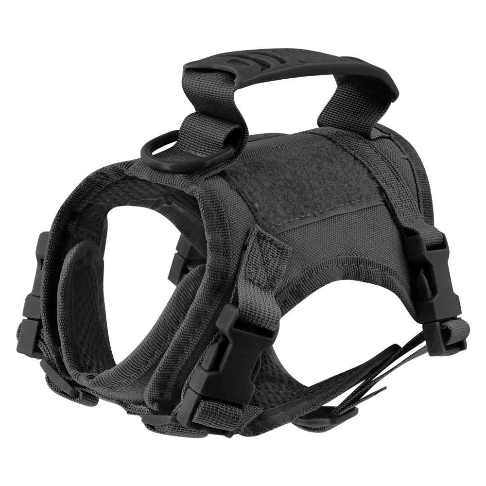 Tactical Cat Harness Adjustable Puppy Vest For Military Small Dogs Harnesses withControl Handle Walking Training Cat Accessories Black harness United States