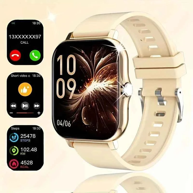 2025New Upgrad Smart Watch For Men Women 1.83Inch Full Touch Display BT Call Sports Monitoring SmartWatch For Android&IOS Phone Golden Sports Smart Watch