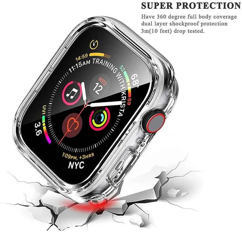 Tempered Glass Apple Watch Accessories Screen Protector and Case for 40mm 41mm 42mm 44mm 45mm Series 4 5 6 7 8 SE 9