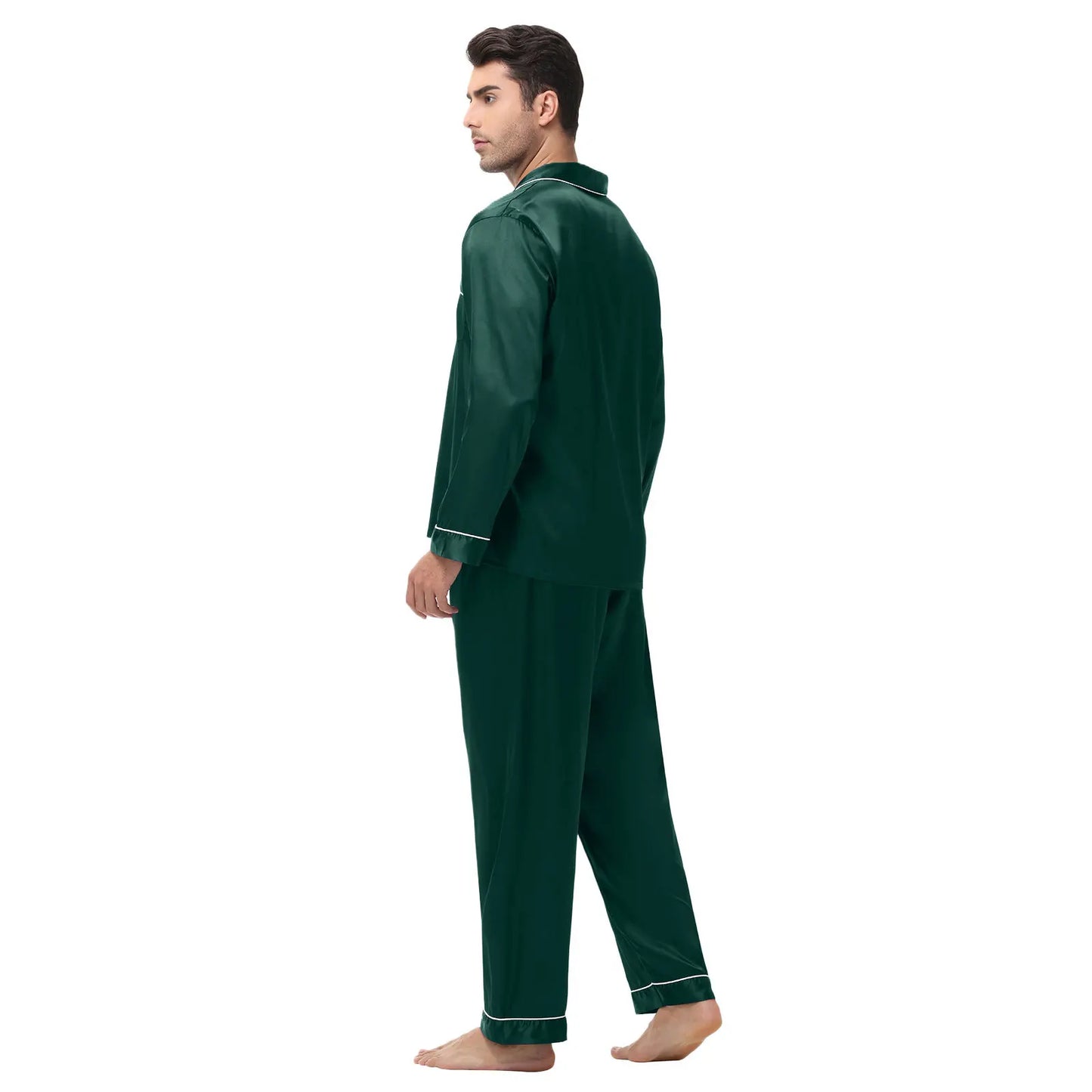 Men's Silk Satin Pajamas Set - Long Sleeve Sleepwear for Men, Soft Loungewear, S-2XL, Spring Nightwear