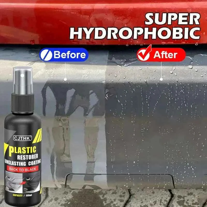 Car Plastic Restorer Back to Black - Long-lasting Gloss Coating for Plastic and Leather Renovation Auto Polish