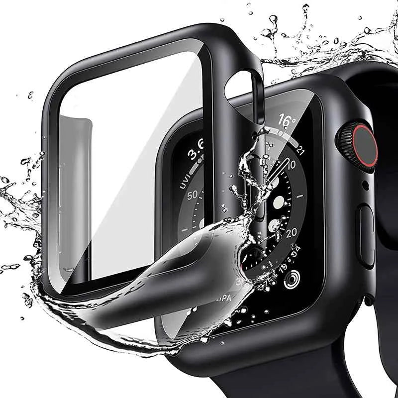 Tempered Glass Apple Watch Accessories Screen Protector and Case for 40mm 41mm 42mm 44mm 45mm Series 4 5 6 7 8 SE 9