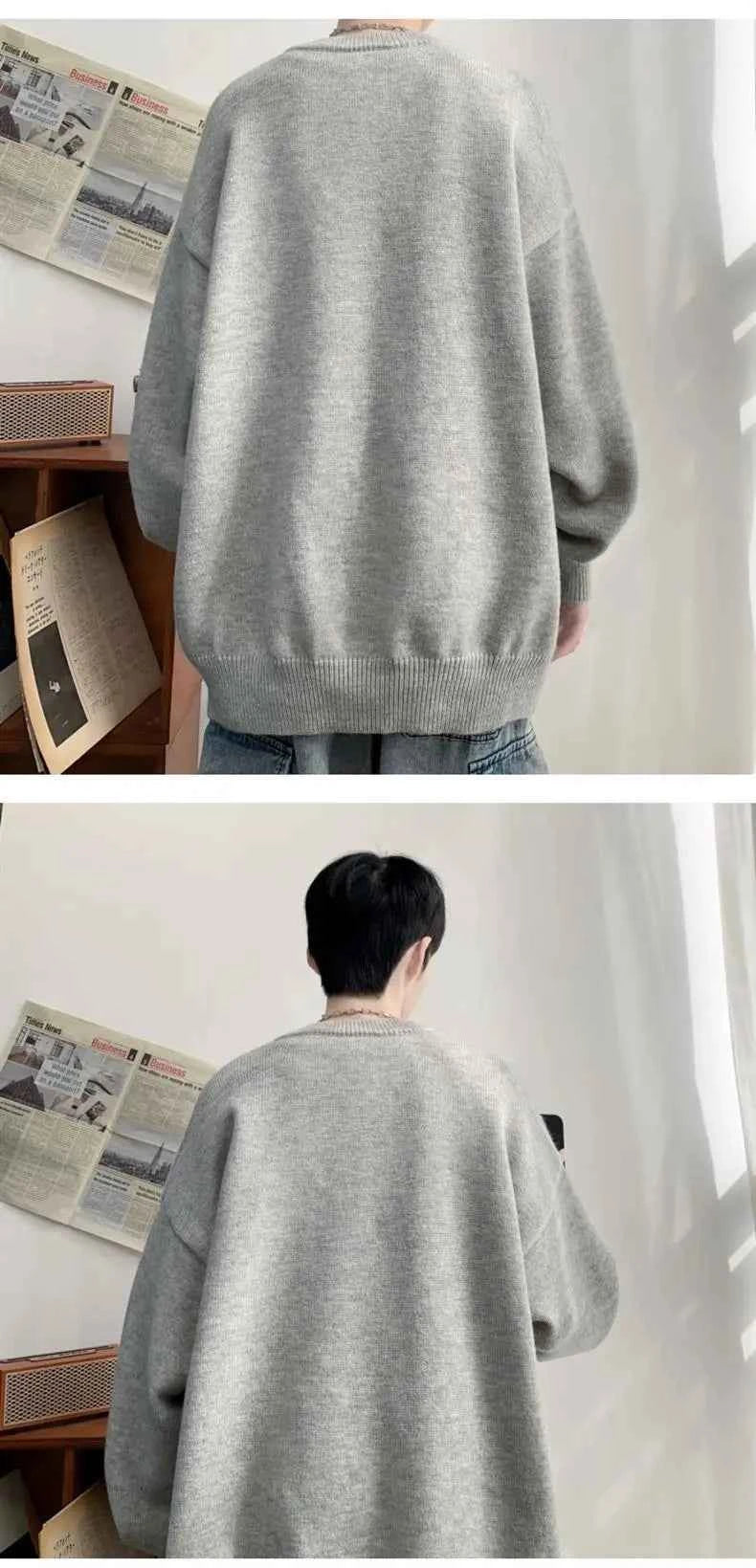 Cleanfit Men's Winter Thickened Warm Knitted Sweater Henry Collar Loose Lazy Style Solid Color Knitwear Long Sleeve Princess...