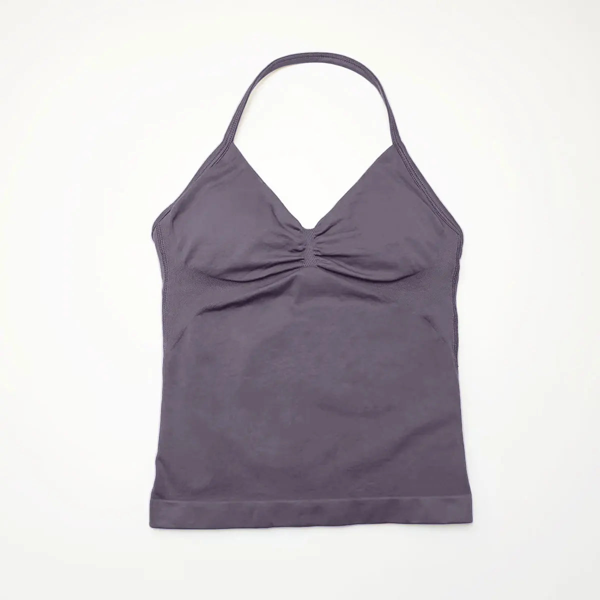 NCLAGEN Longline Yoga Sports Top Women's Fitness Tank with Beautiful Open Back Bra for Gym and Running Workout Mushroom Grey