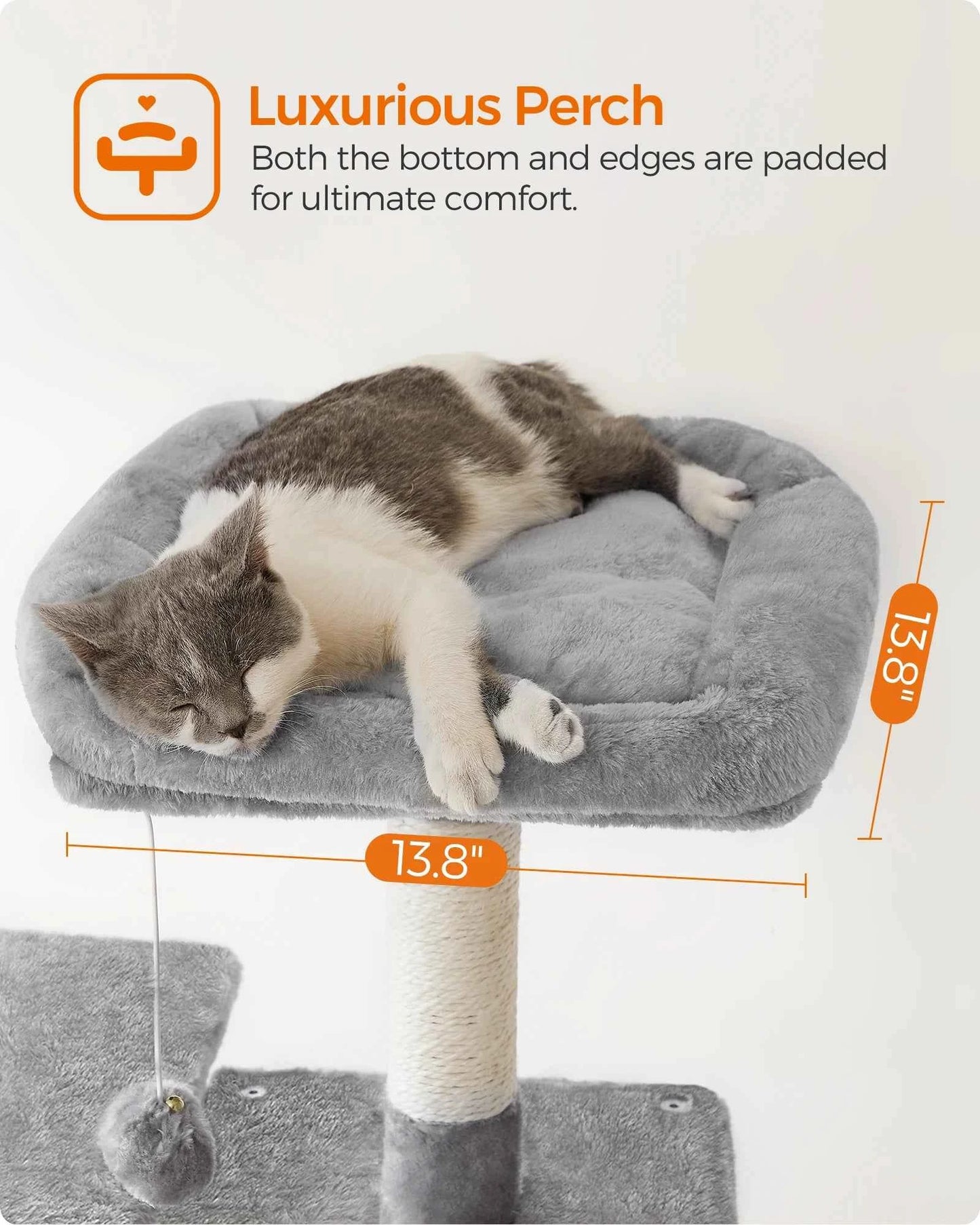 Feandrea Cat Tree for Indoor Cats - 56.3-Inch Multi-Level Cat Tower with 4 Scratching Posts, 2 Perches, Hammock, and Cave