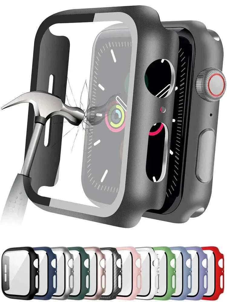 Tempered Glass Apple Watch Screen Protector and Cover for Series 4, 5, 6, 7, 8, SE, 9 - Fits 40mm 41mm 42mm 44mm 45mm